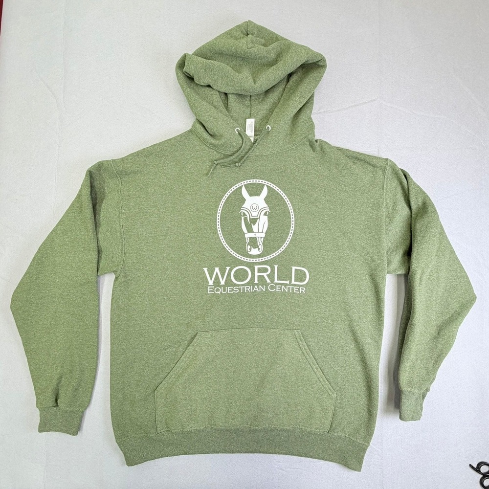 WEC Hoodie Unisex Large Green World Equestrian Center Graphic Sweatshirt - Picture 2 of 8